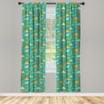 thumbnail image 3 of Ambesonne Cartoon Curtains, Puffy Clouds Funk Art, Pair of 28"x84", Multicolor, 3 of 5