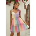 thumbnail image 5 of Women's Gradient Tie Shoulder Layered Dress with Sheer Overlay and Opaque Stretch Lined Body 100% Polyamide Soft Draped, 5 of 5