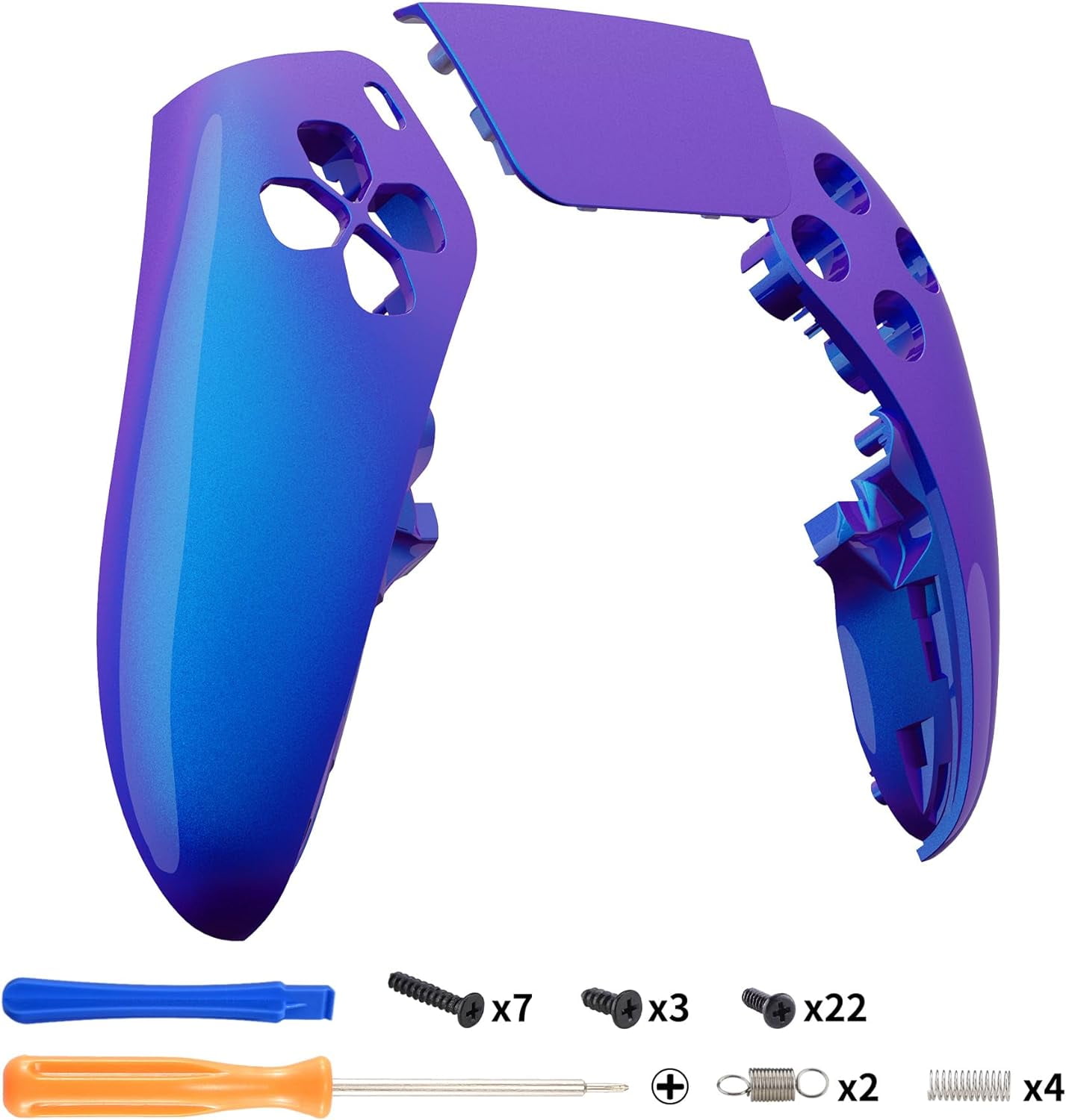 eXtremeRate Left Right Front Housing Shell Touchpad Compatible with ps5 Edge Controller, Chameleon Purple Blue Replacement Faceplate Shell Custom Touch Pad Cover Compatible with ps5 Edge Controller