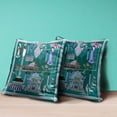 thumbnail image 4 of City Palace Throw Pillow with Removable Cover in Turquoise Purple Brown 16x16, 4 of 5