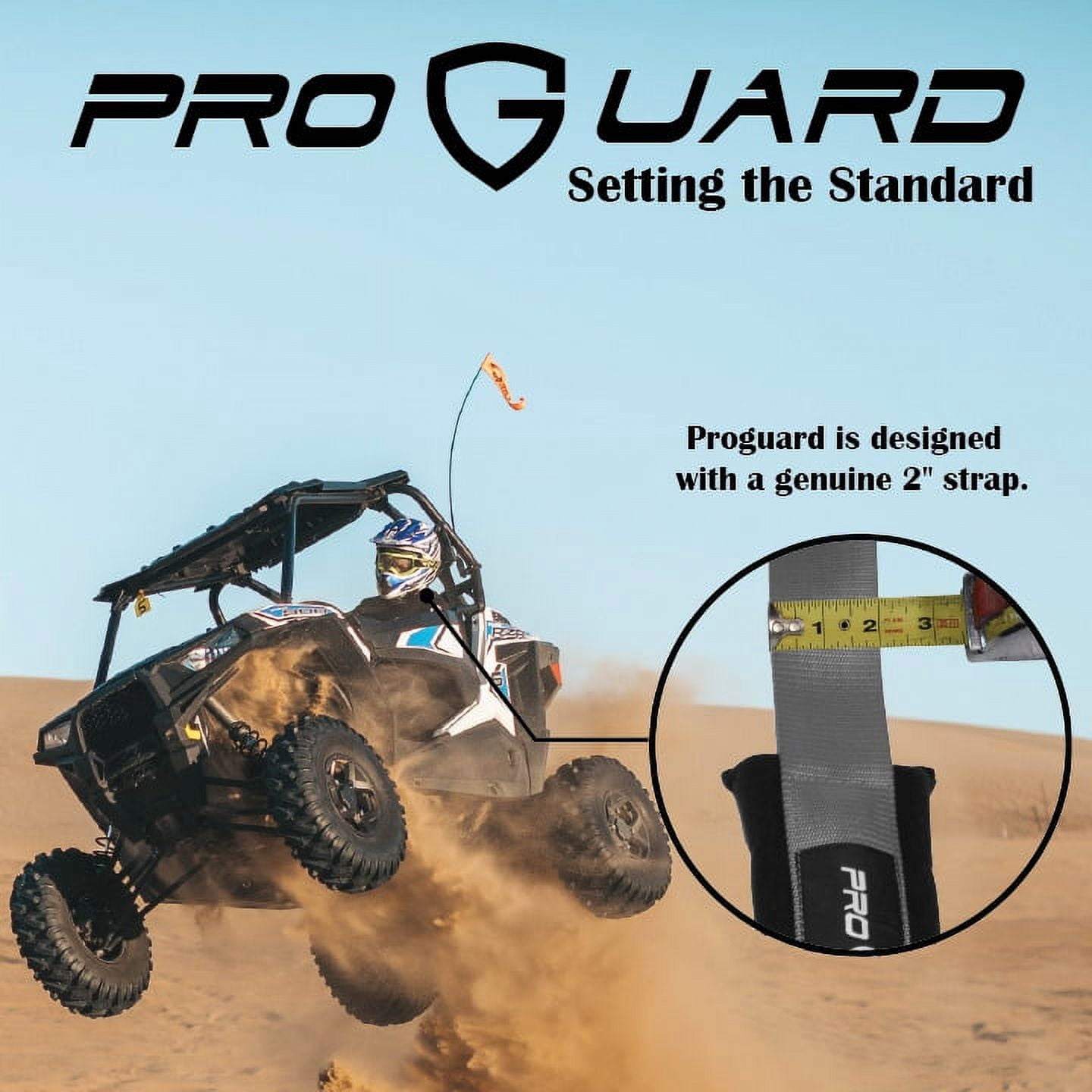 ProGuard Offroad Harnesses Gray with 2" Nylon Straps & 4 Points of Contact (4 Pck) - Universal Safety Belts for Polaris, Can-Am, Kawasaki, Yamaha UTVs, ATVs, Side-by-Sides