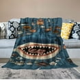 thumbnail image 2 of HENGT Shark Blanket for Boys Girls, Kids Throw Blanket with Sharks Print for Bed Sofa Couch, Dark Blue Cozy Soft Plush Blanket Birthday Gift, 2 of 6