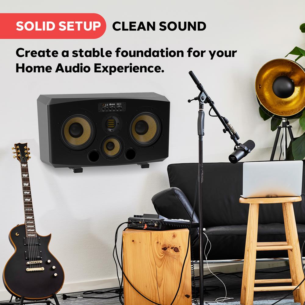 Pyle Speaker Wall Mount, Pair of Speaker Stands, Large or Small Speakers, 110 Lbs. Capacity, Black