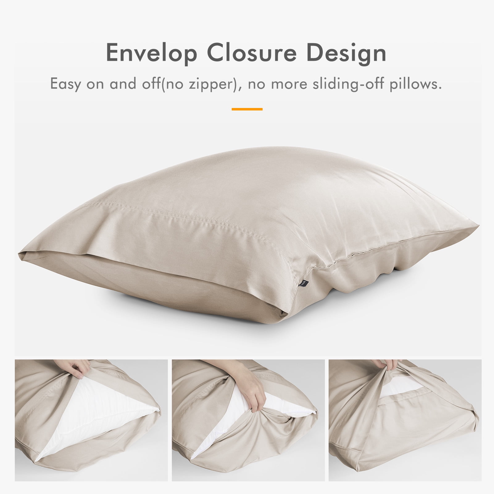 SORMAG Taupe Bamboo Cooling Pillowcases King Pillow Cases Set of 2 Pack,20x36 inches