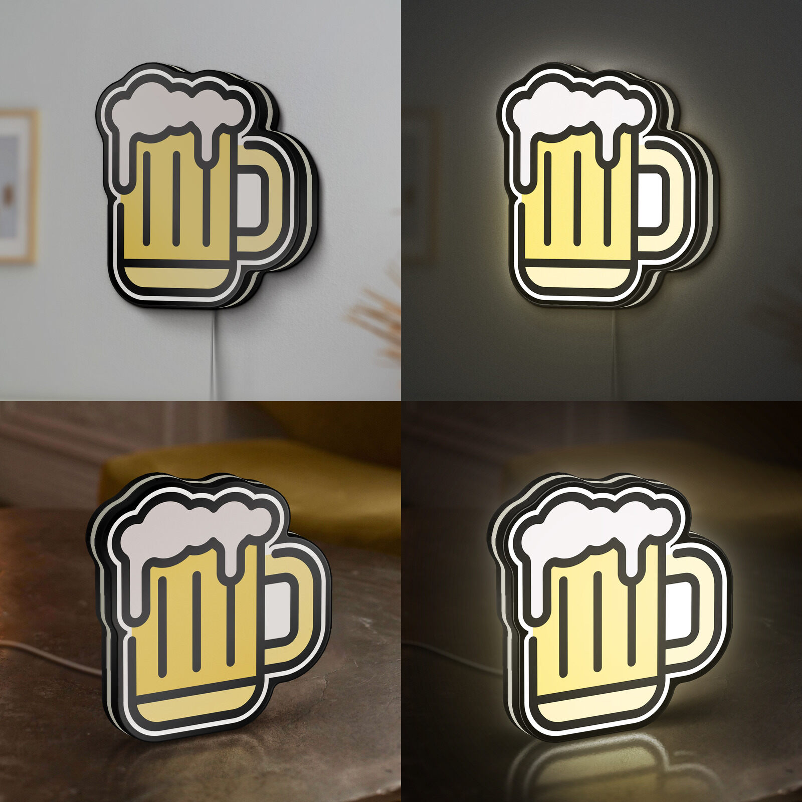 Brew Beer 3D Novelty Light Box, Beverage Lamp Decor for Alcohol Enthusiasts and Kitchen or Bar Rooms (Width 16 inch, 40cm)