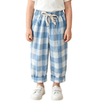 thumbnail image 5 of Toddler Boys Girls Linen Pants Kids Wide Leg Harem Pants Cotton Elastics Waist Summer Plaid Long Trousers Thin 3/4 Outerwear, 5 of 9
