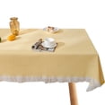 thumbnail image 1 of Mantel impermeable de lino de arpillera bordado con borla, mantel rectangular resistente sin arrugas para mesas, manteles rústicos para cocina de fiesta al aire libre, 1 of 6