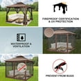 thumbnail image 6 of HOTEEL 10x10ft Metal Patio Gazebo, Outdoor Gazebo Canopy Tent for Backyard with Mosquito Netting, Gazebos Shelter with Steel Frame, Patio Covers for Shade and Rain, Brown, 6 of 14