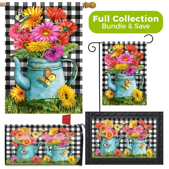 Briarwood Lane Gerber Daisy Watering Can Spring Design Collection
