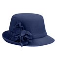 thumbnail image 2 of Women Vintage Felt Cloche Hats LSONABXA Imitation Wool Flowers Bucket Cloche Bowler Hat Flat Brim Inner Lining Winter Spring Autumn Wedding Tea Parties Daily Wear Black, 2 of 4