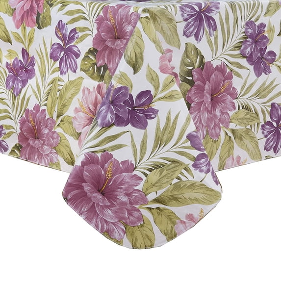 Elrene Home Fashions Island Oasis Stain Resistant Vinyl Tablecloth, 60" x 84", Pink/Purple