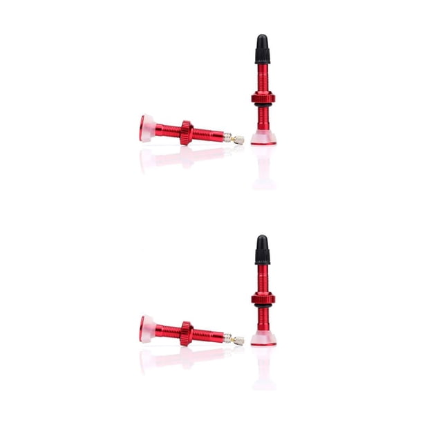 Greeniant Paquete de 2 válvulas de neumático sin cámara de montaña de 40mm, válvulas de neumático de aleación de aluminio con junta Rojo 2piezas