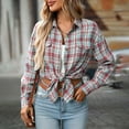 thumbnail image 6 of Towmus Womens Plus Size Flannel Shirts Plaid Shirts Long Sleeves Casual Button Down Collared Unisex Tops with Pockets, 6 of 8