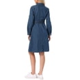 thumbnail image 3 of INSPIRE CHIC Denim Dress for Women's Back to School Long Sleeve Button Down A-Line Belted Classic Jean Dresses S Navy Blue, 3 of 6