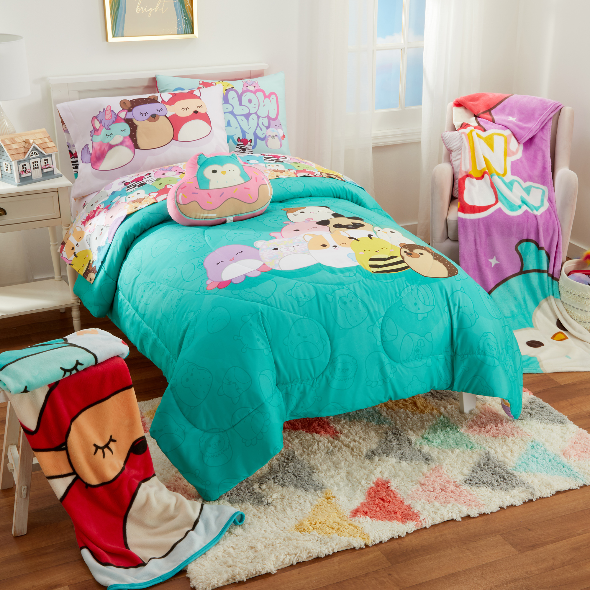 Squishmallows Kids Plush Blanket, Twin/Full Size 62x90, Jazwares ...