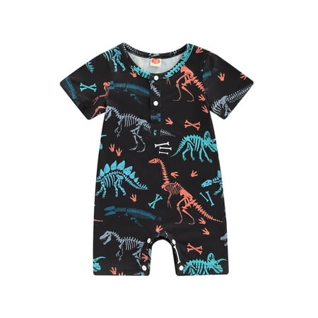 

Jkerther Infant Baby Boys Romper Animal Print Round Neck Short Sleeve Jumpsuit Summer Toddler Boy Fashion Casual Clothes
