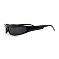 thumbnail image 6 of Retro Slit Thin Narrow Rectangle Curved Wrap Sport Plastic Sunglasses All Black, 6 of 7