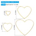 thumbnail image 2 of Uxcell Dream Catcher Rings Set, 2 Set 4 Sizes Metal Heart Shape Macrame Wreath Floral Hoop, Gold, 2 of 6