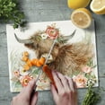 thumbnail image 3 of CounterArt Highland Cow Bloom Tempered Glass Cutting Board 10" by 8", 3 of 7