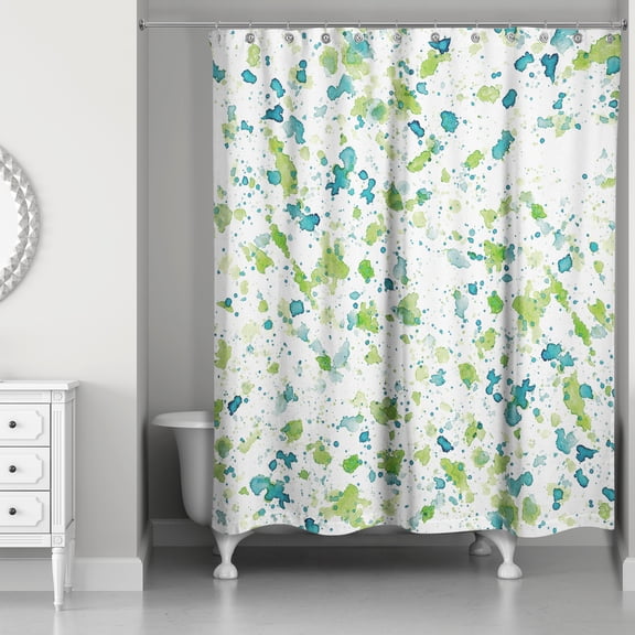 Creative Products Blue And Green Speckles 71 x 74 Shower Curtain