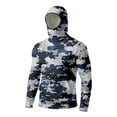thumbnail image 5 of Mens Camo Sun Protection Shirts Long Sleeve with Mask UPF 50+ Fishing Rash Guard Hoodies Hiking UV Shirts Gray 2XL, 5 of 6