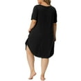 thumbnail image 3 of Unique Bargains Women's Plus Size V Neck Lace Trim Hem Loose Nightgown Sleepwear Pajamas 1X Black, 3 of 6