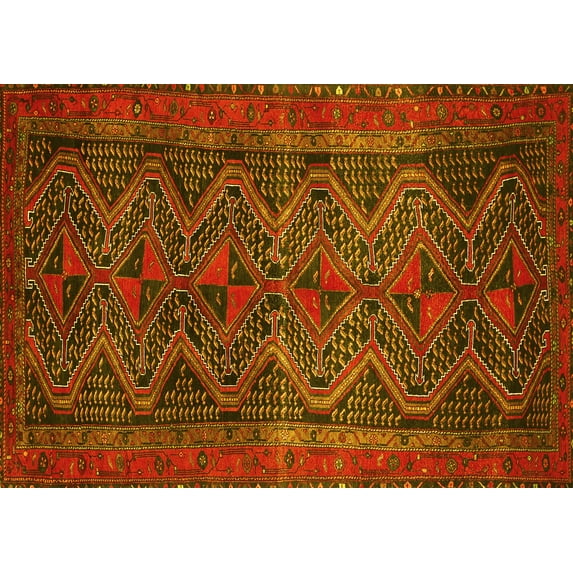 Ahgly Company Indoor Rectangle Persian Yellow Traditional Area Rugs, 8' x 12'