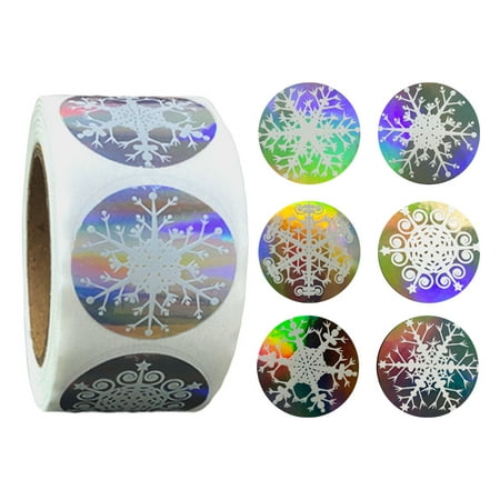 Christmas Rainbow Snowflake Sticker 500pcs/roll Adhesive Decal Stickers for Day Festival Party Guest Favors