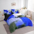 thumbnail image 4 of Manfei Adult Blue Watercoor 7-Piece Bedding Comforter Set, Abstract Ombre King Bedding Sets, Fashion Oil Printing Reversible Bed Sheets, Lightweight Room Decor, 4 of 8