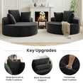 thumbnail image 6 of COOLHUT 59" Oversized Round Chaise Lounge Sofa, Cozy Round Chaise Lounge Sofa Bed, Fluffy Plush Deep Seat Sofa, Comfy Upholstered Sleeper Couch for Living Room, Bedroom, Black, 6 of 11