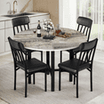 thumbnail image 2 of Lamerge Round Dining Table Set for 4,Wood Round Kitchen Table and Chairs Set for 4,Modern Dining Room Table Set with 4 Faux Leather Chairs,Round Dinner Table for Small Space Gray, 2 of 10