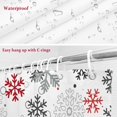 thumbnail image 6 of Red Black Grey Snowflakes Bathroom Shower Curtain Winter Christmas Snowflakes Waterproof Washable Shower Curtains for Bathtub Bath Decor with Grommets and Hook 54 X 78 Inch, 6 of 8