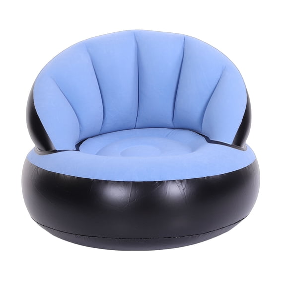 Aestri Flocked Air Sofa Widened Thickened PVC Ergonomic Inflatable Camping Chair with Backrest for Indoor Outdoor Sky Blue