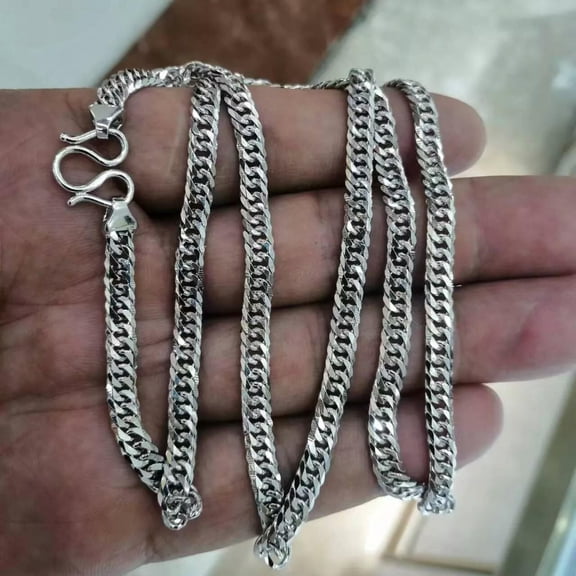 K-KED Fine Pt950 Real Platinum 950 Men Solid Wider Curb Link Necklace 22inchL /40g