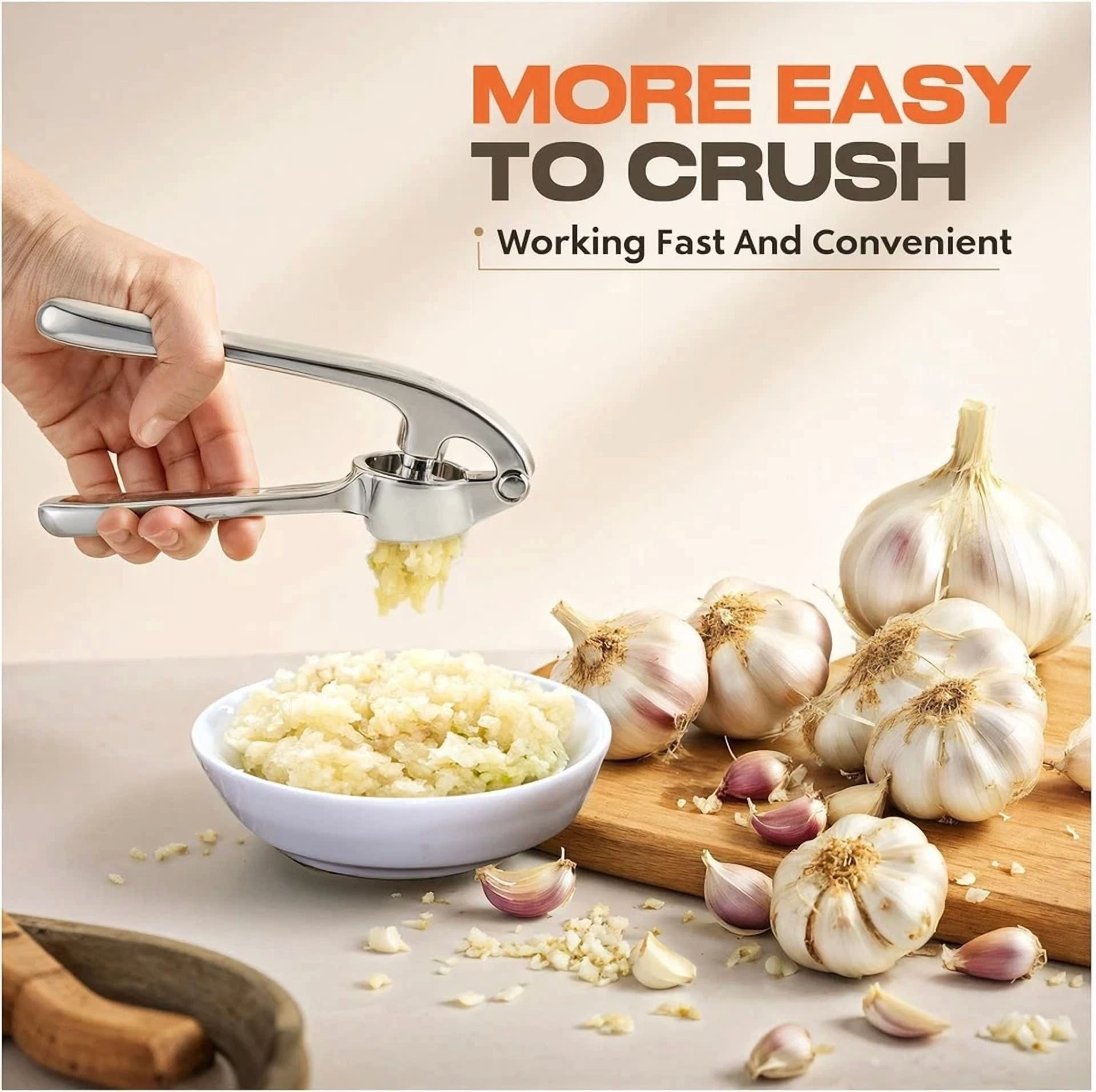 CRESTIN- Kitchen Garlic Press Stainless Steel, Premium Rust Proof & Dishwasher Safe