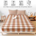 thumbnail image 5 of Queen Size Fitted Sheet Set - Dark Orange Checkered 3 Piece Bedding Sets 16" Deep Pocket Fitted Sheet with 2 Pillowcases, Fall Farmhouse Rustic Buffalo Plaid Brushed Microfiber Hotel Bed Sheets, 5 of 8
