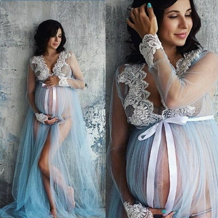 Hot Pregnant Womens Lace Maternity Dress Maxi Gown Photography Photo
