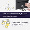 thumbnail image 7 of Volcora Manual Push Open Cash Register Drawer with Under Counter Mounting Metal Bracket - 16" Black Front Touch Panel Cash Drawer for POS, Partial Removable 5 Bill 8 Coin Tray, Key-Lock, 7 of 7