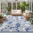 thumbnail image 2 of Area Rugs 4'x6'. Blue White Floral Carpet Runner Indoor Outdoor Rugs Home Decor Aesthetic, Spring Botanical Leaves Farmhouse Non Slip Mats Washable Accent Rug for Living Room Bedroom, 2 of 8