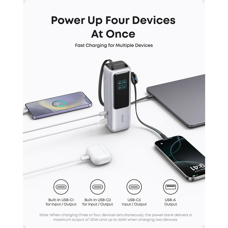 美品★Anker Power Bank (25000mAh ） Anker Power Bank (25000mAh, Built-In & 巻取り式USB-Cケーブル