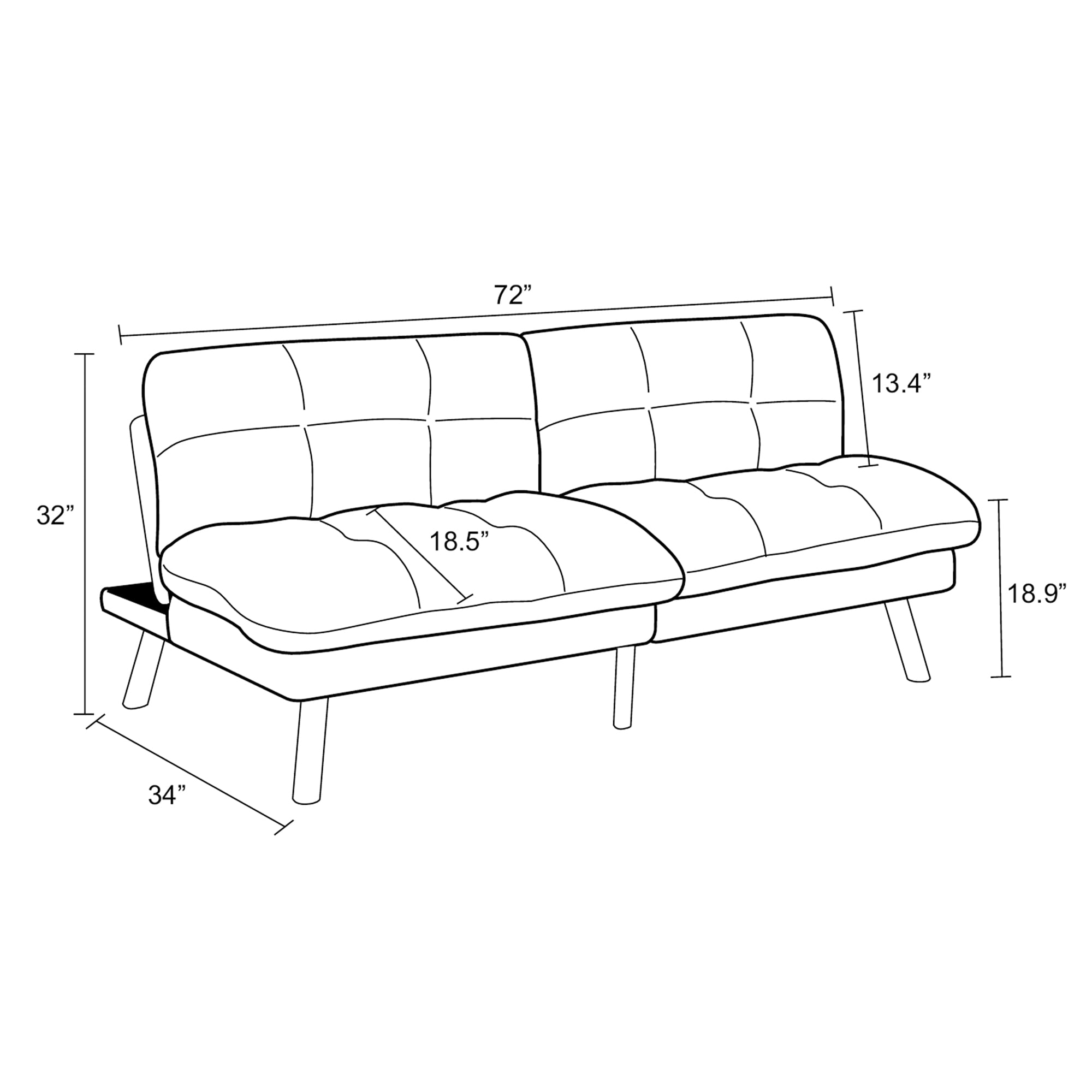 Mainstays Camden Cozy Futon, Cream Boucle Fabric, 72"
