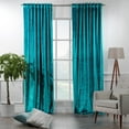thumbnail image 2 of 3S Brother's Azure Extra Long Shiny Velvet Curtains Luxury Colors Light Blocking Hang Back Tab & Rod Pocket 1 Panel Curtain 5-30 Ft Home Décor Custom Made Drapes -Made in Turkey(52"W X 252"L), 2 of 6