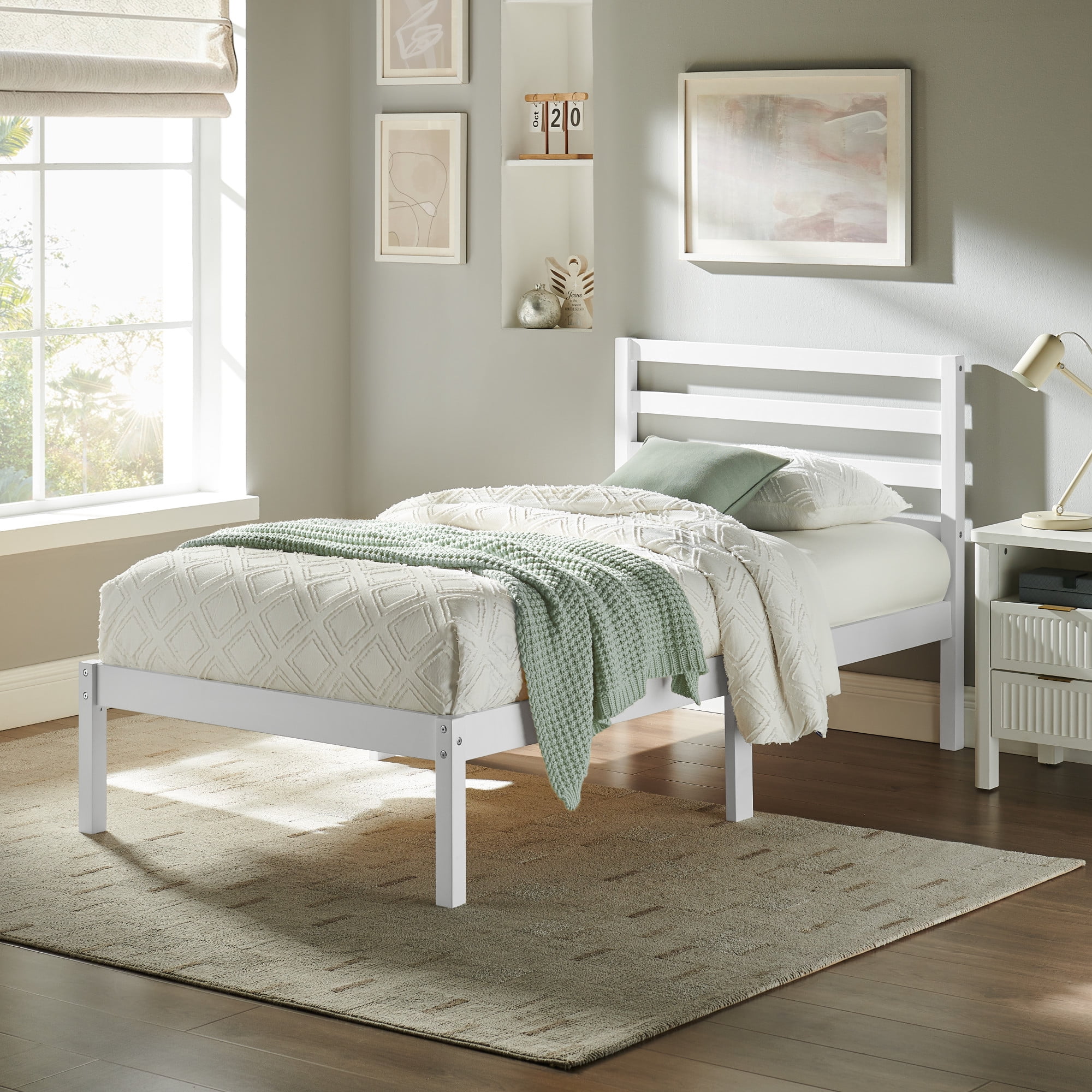 Mainstays Palmer Twin Platform Bed, White