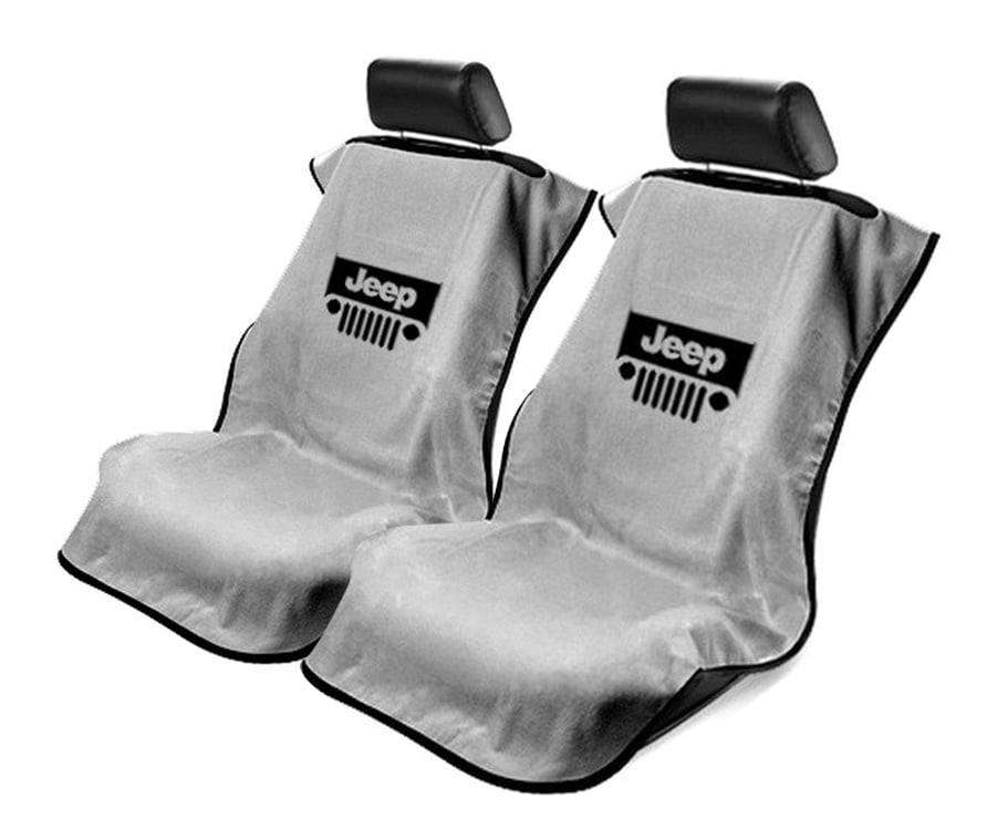 Seat Armour 2 Piece Front Car Covers For Jeep W Grille Grey Terry Cloth Com - Jeep Towel Seat Covers Black