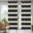 thumbnail image 5 of Black Cream Stripes Outdoor Curtains for Patio, Minimalist Black Slant Line Sunshade Privacy Drapes Grommet Waterproof Outside Curtains for Porch/Cabana/Balcony 54"x 84", 2 Panel, 5 of 9
