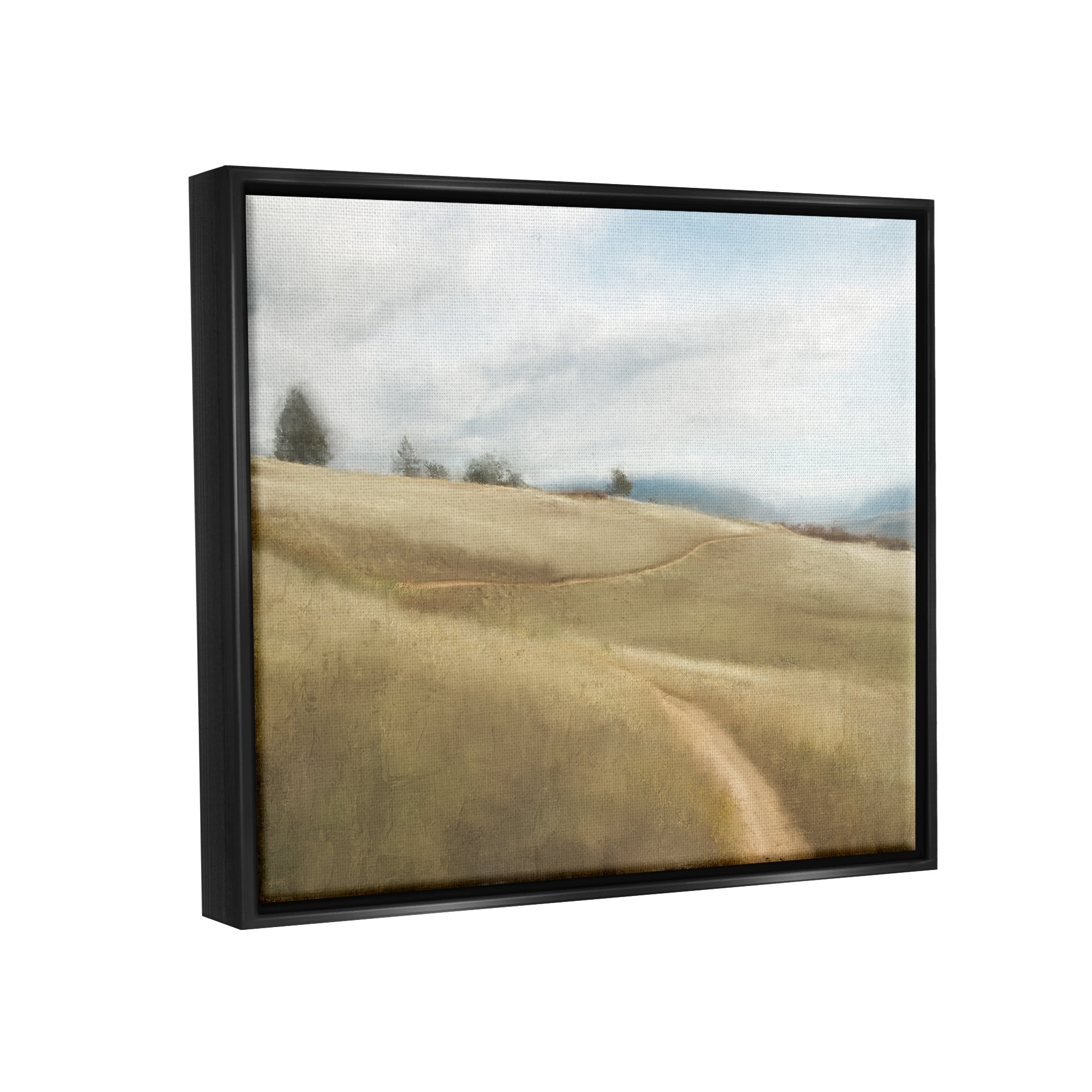 Stupell Industries Country Path Landscape Landscape Painting Black Floater Framed Canvas Art Print Wall Art, 21 x 17