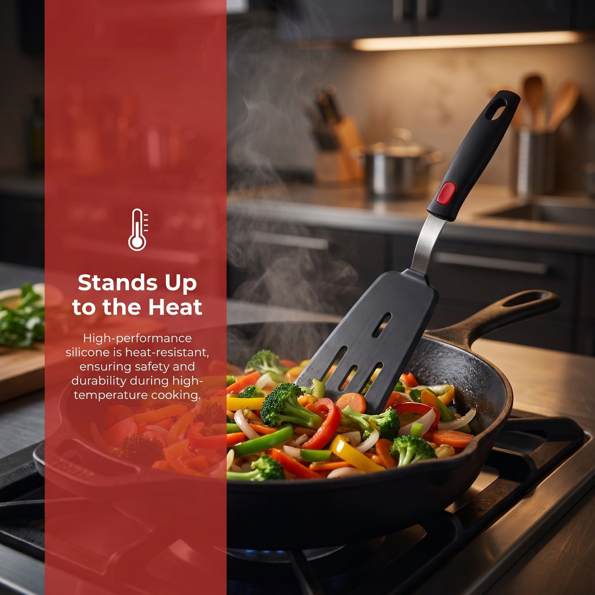 Unique Bargains Heat-Resistant Dishwasher Safe Spatula Black-Missed Scoop 12.8" x 3.3"
