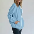 thumbnail image 3 of Long Hoodies for Women Zip Up Hoodie With Ear Hat Fashionable Loose Casual Long Sleeved Top Shoulder Down Long Sleeved Sweatshirt Long Sleeve Outwear Coat Fall Outfits 2025 Light Blue,S, 3 of 9