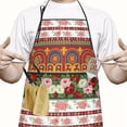 thumbnail image 2 of Pioneer Flower Floral Print Pattern Cotton Linen Apron with Pockets, Waterproof Adjustable, 33x27 Inch for Kitchen, Gardening, BBQ, Salon, 2 of 6