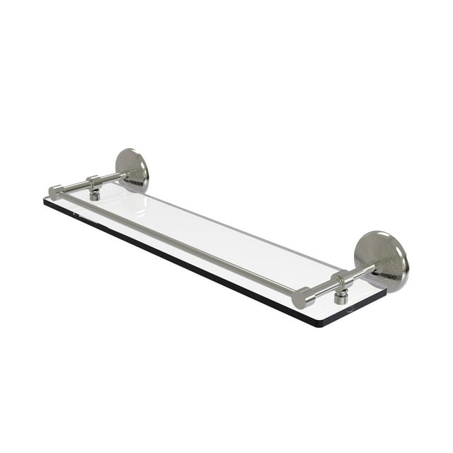 Monte Carlo Collection Tempered Glass Shelf with Gallery Rail - Satin Nickel / 22 Inch